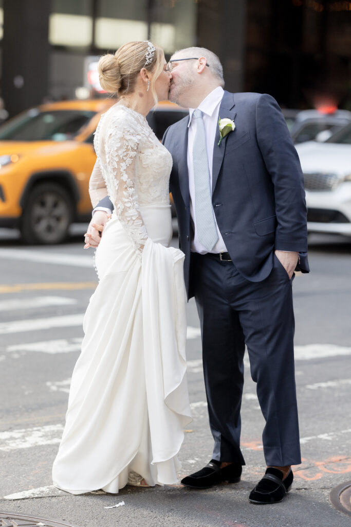 Bride and groom in NYC FiDI