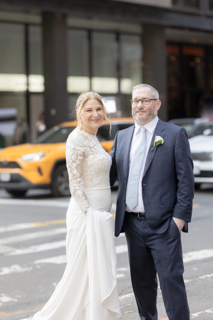 Bride and groom in NYC FiDI