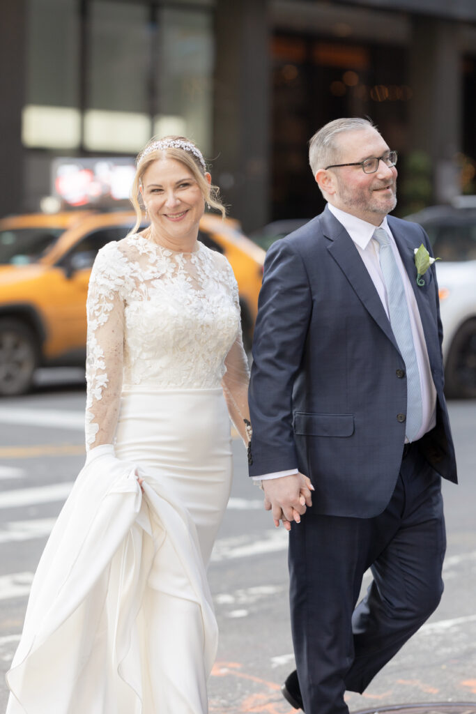 Bride and groom in NYC FiDI