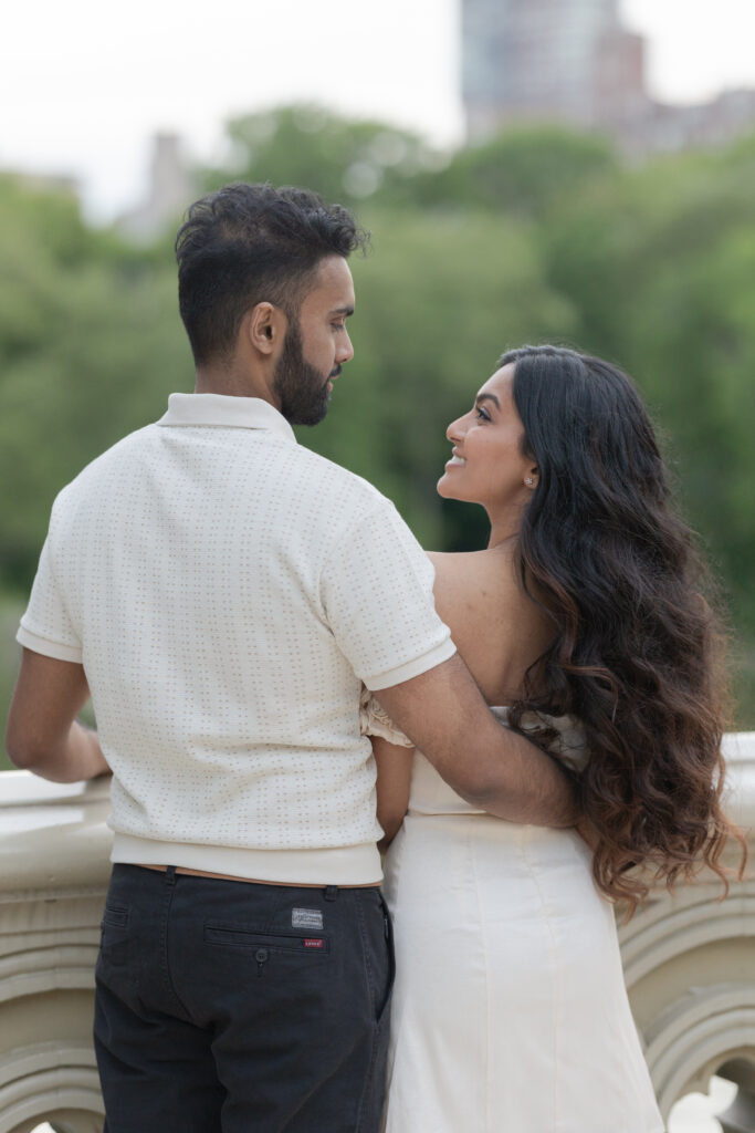 Spring Engagement Photos in NYC Bow Bridge