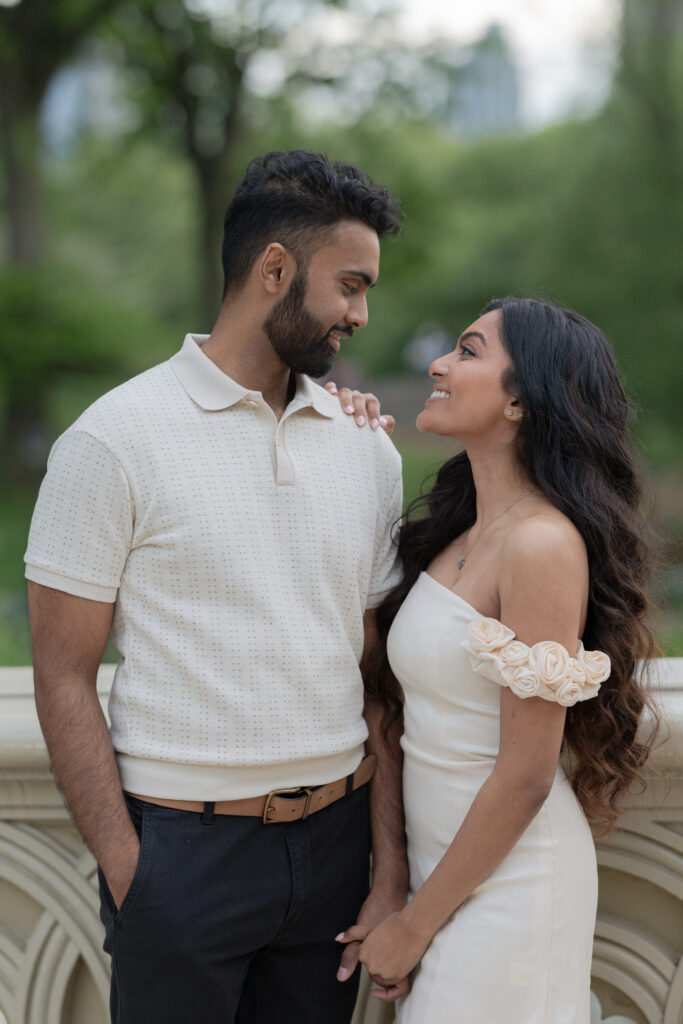 Spring Engagement Photos in NYC Bow Bridge