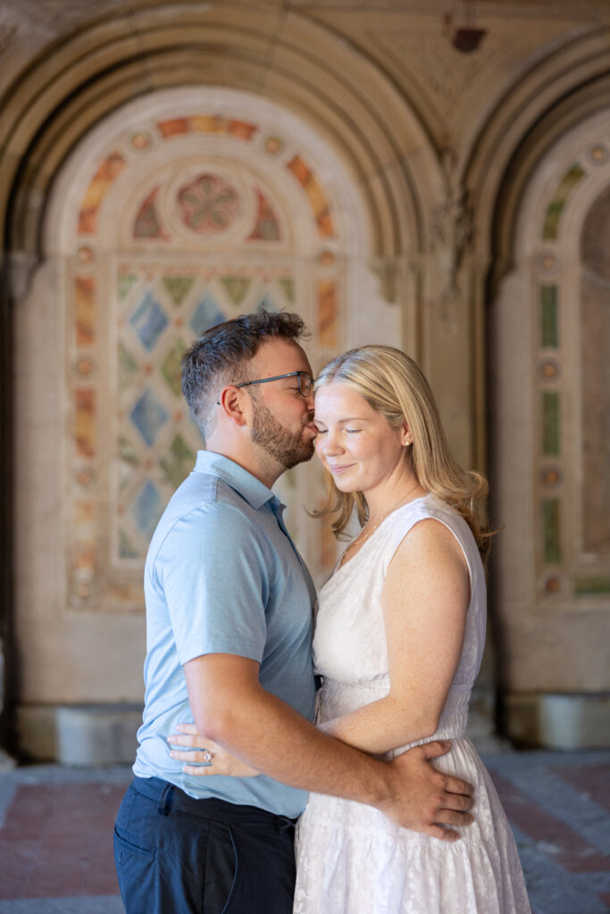 Engagement photos in front of NYC's Bethesda Terrace