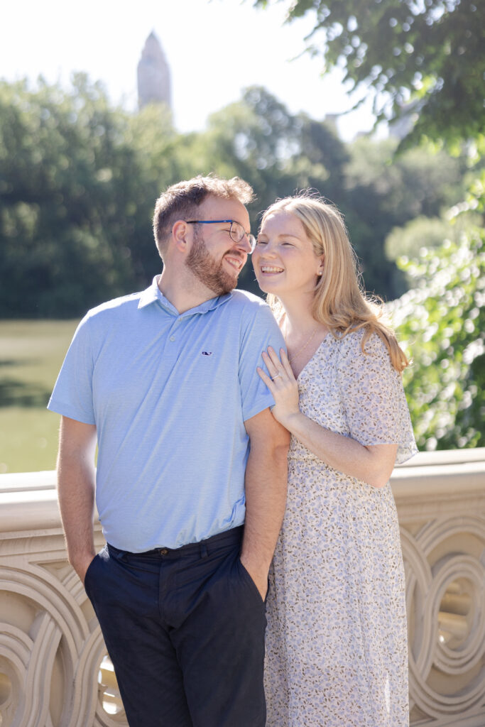 Couple photos on Central Park Bow Bridge