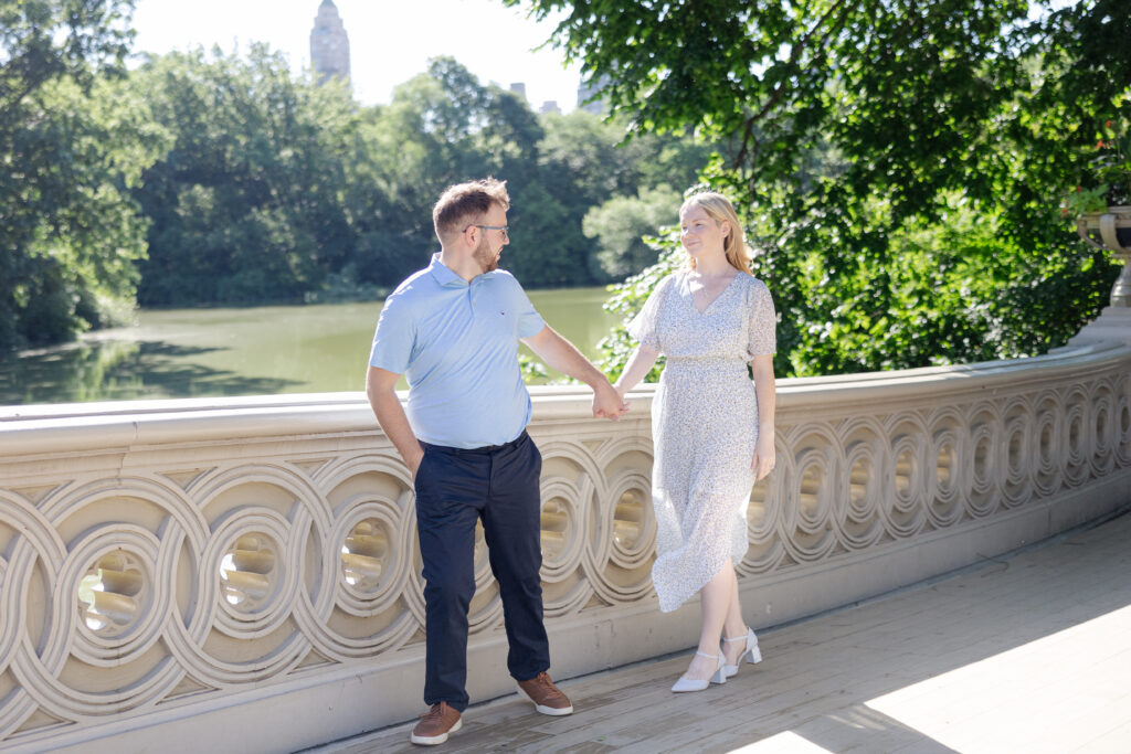 Couple photos on Central Park Bow Bridge