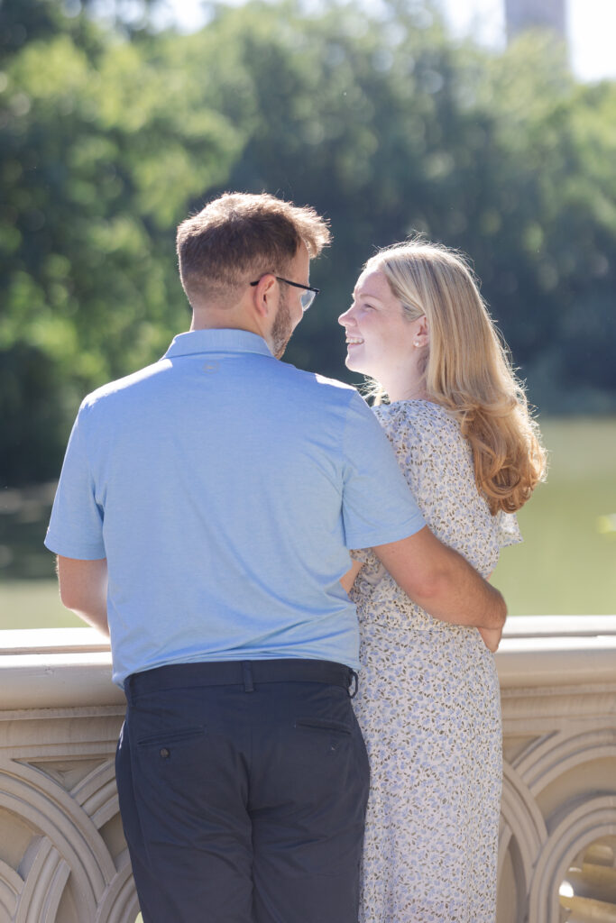 Couple photos on Central Park Bow Bridge