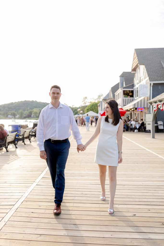 Engagement photos at Lake Mohawk boardwalk