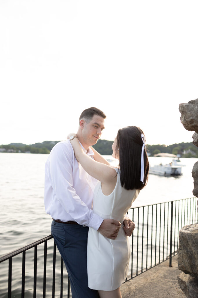 Sunset engagement photos at Lake Mohawk NJ