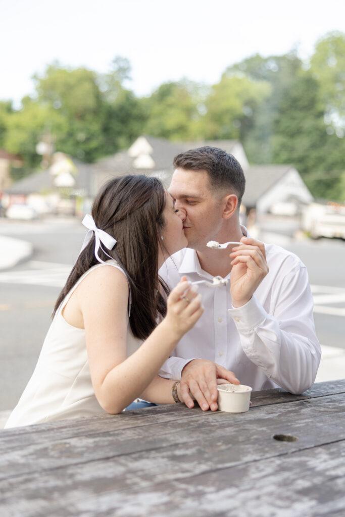 Romantic and fun engagement photos with ice cream