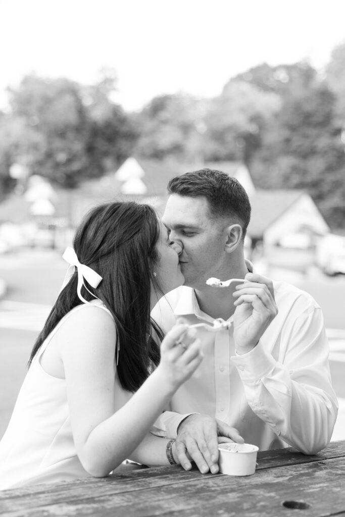 Romantic and fun engagement photos with ice cream