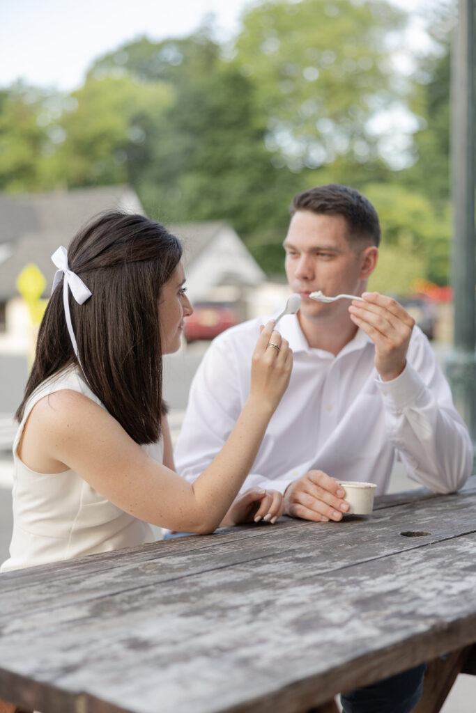 Romantic and fun engagement photos with ice cream