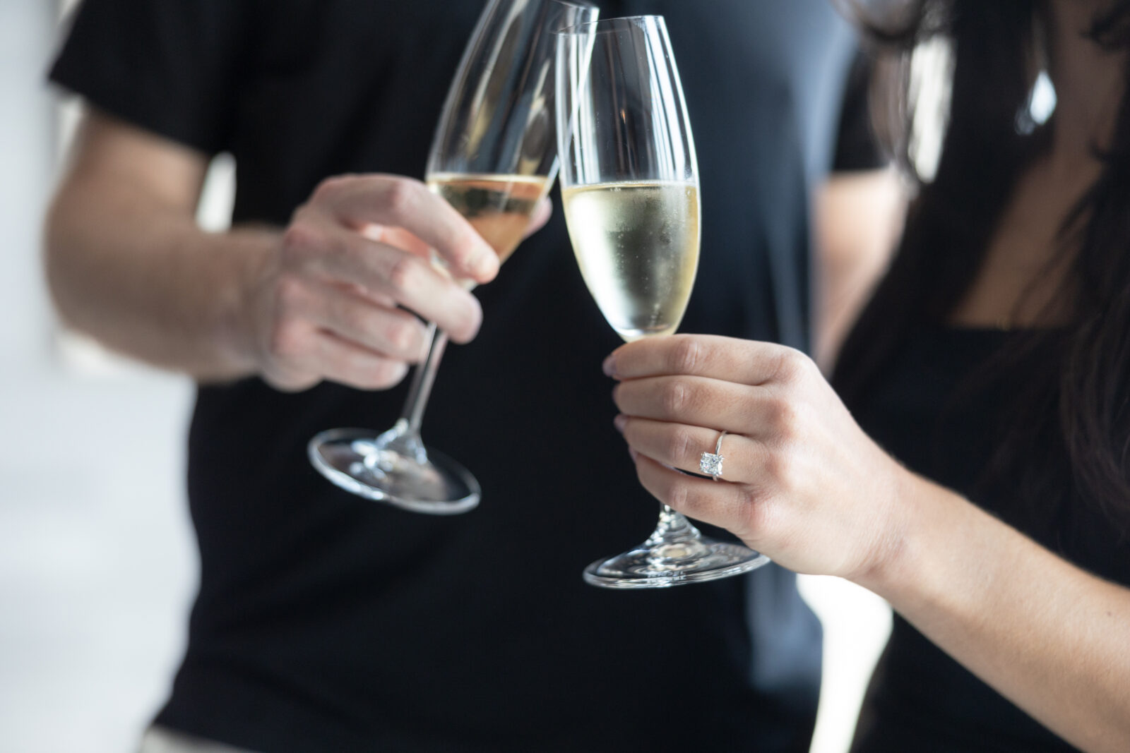 Close up on champagne cheer