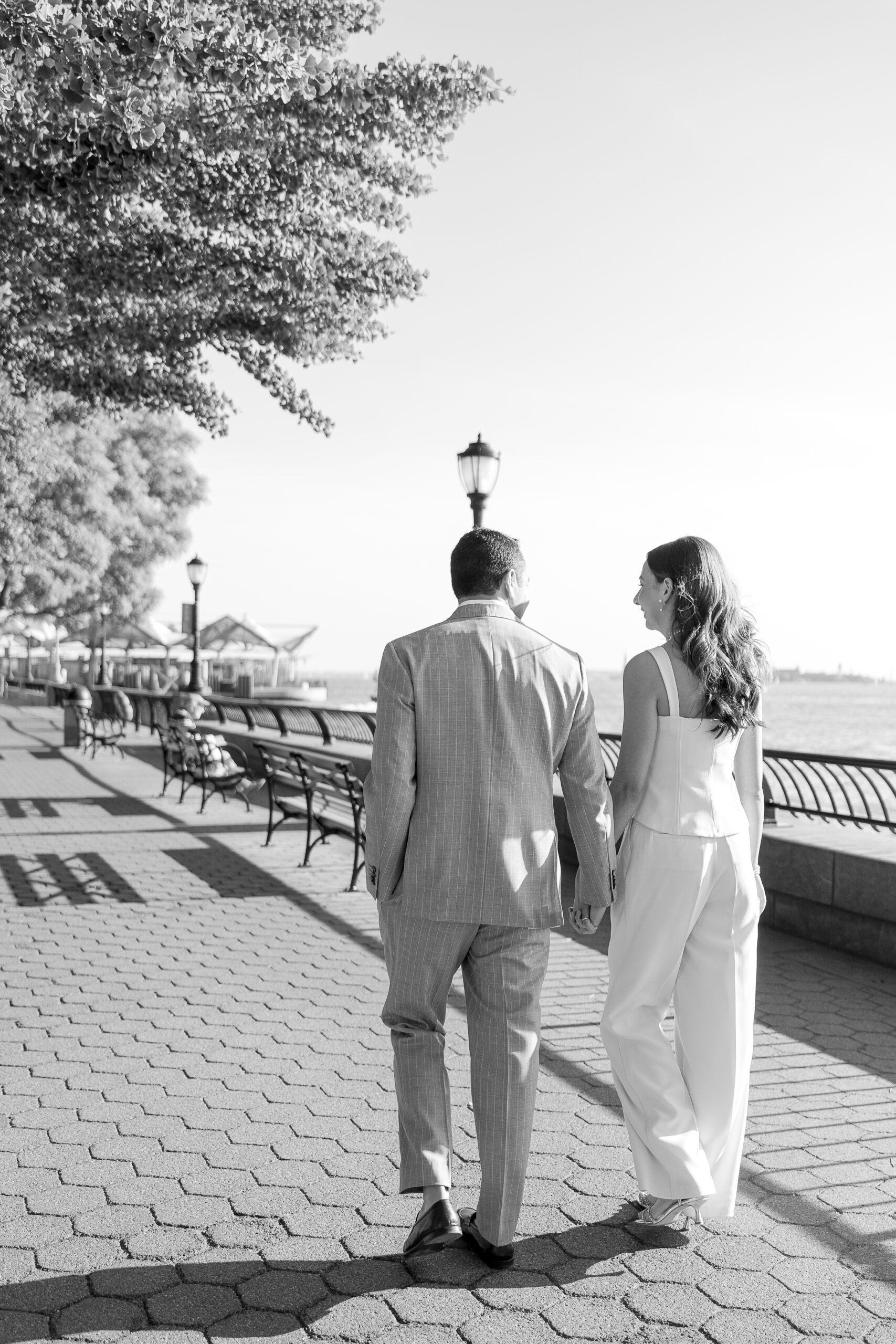 Black and white photo of Tribeca NYC Engagement session