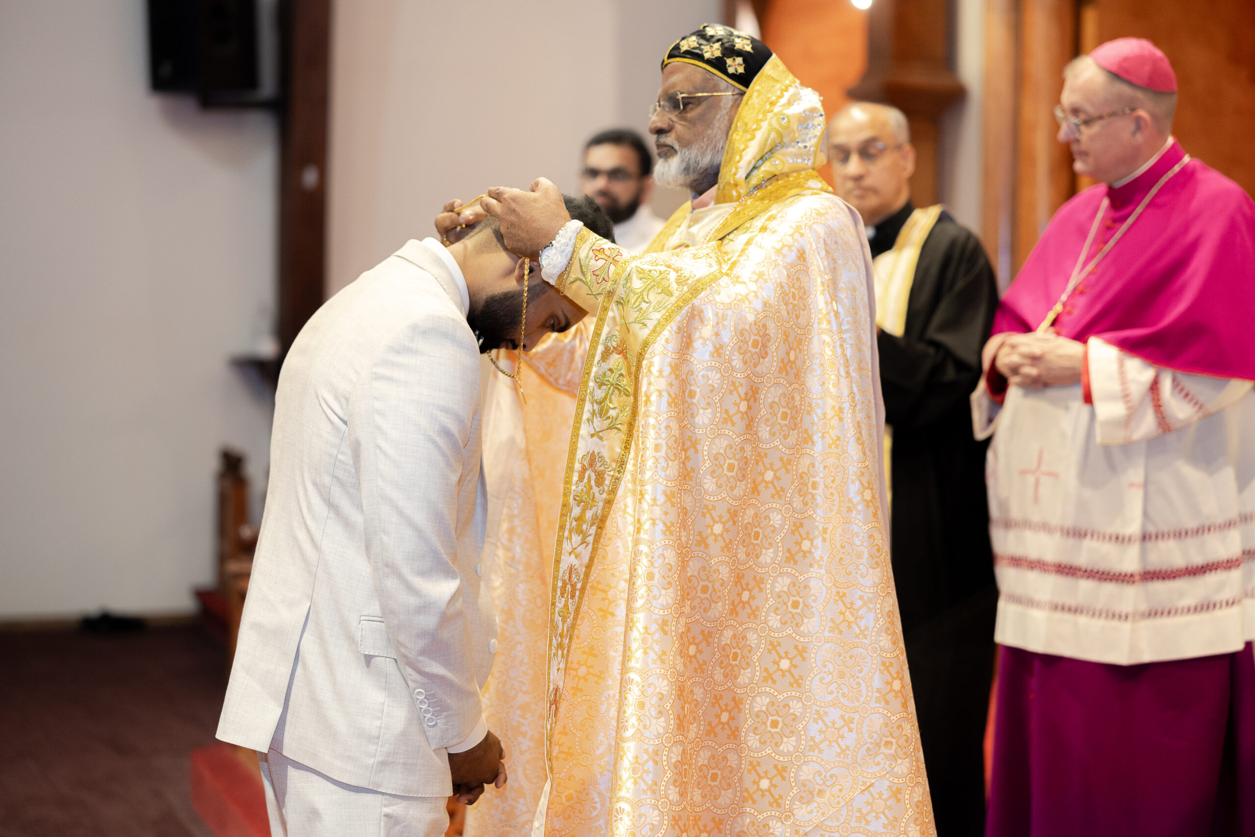 Bride and groom at alter for NY Catholic Indian Ceremony