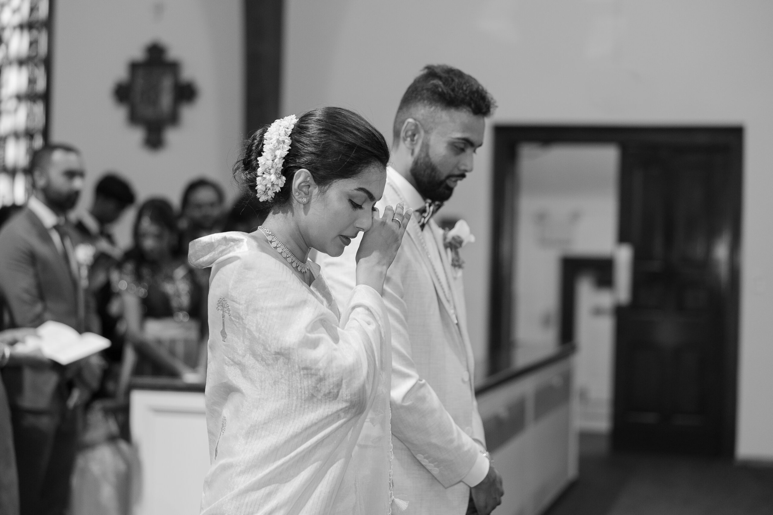 Bride and groom at alter for NY Catholic Indian Ceremony