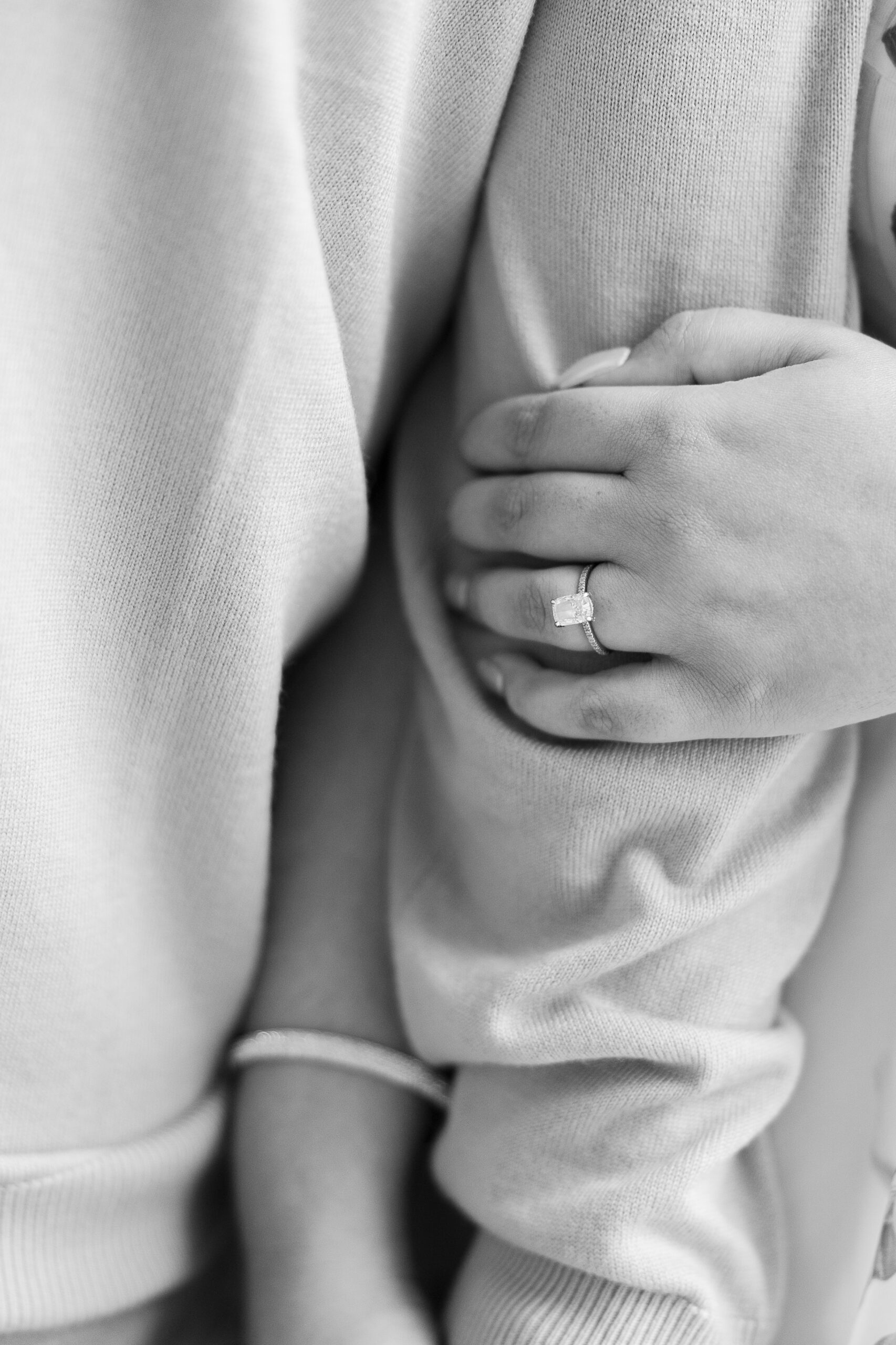 Close up on engagement ring