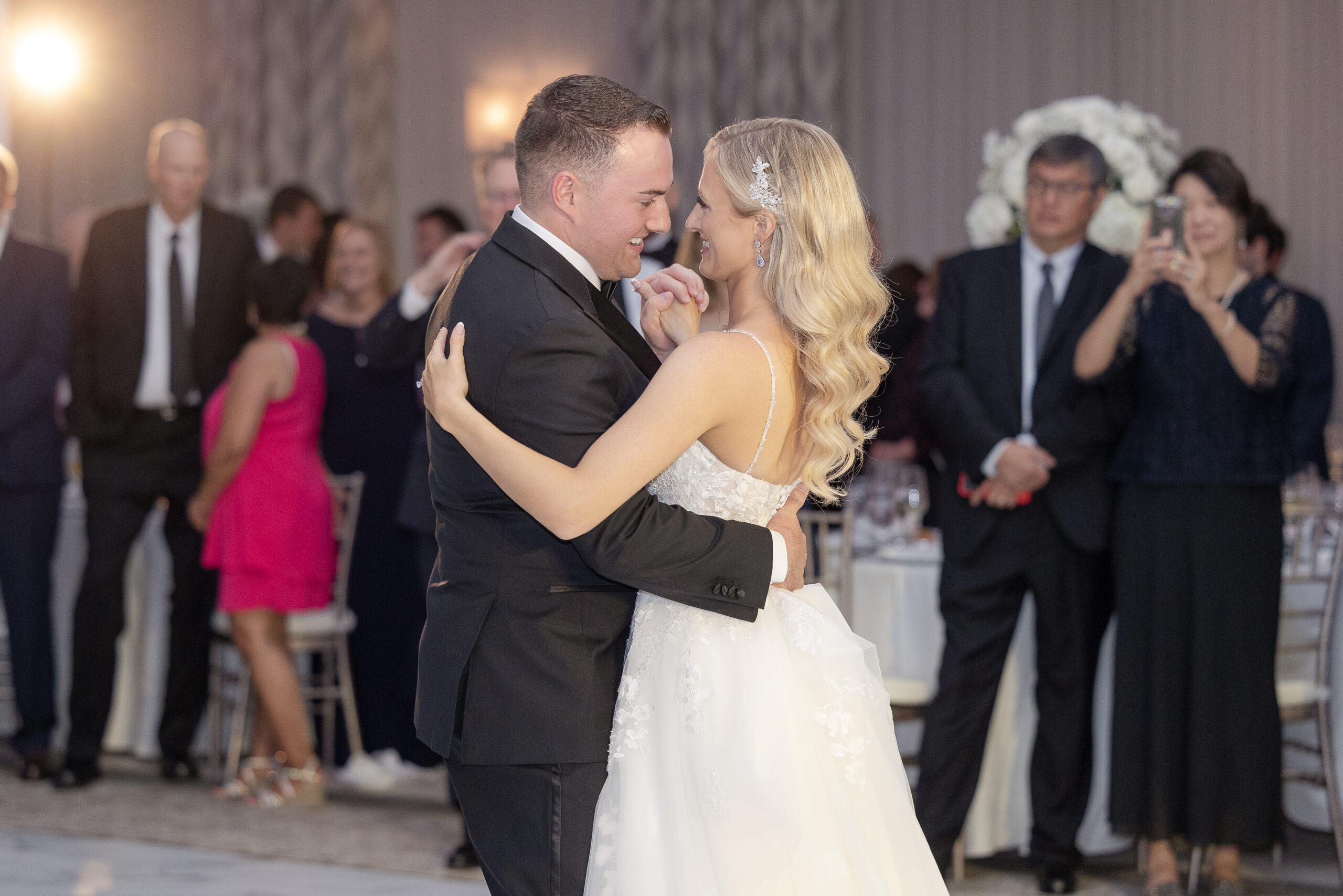 Bride and groom at Edgewood Country Club wedding reception