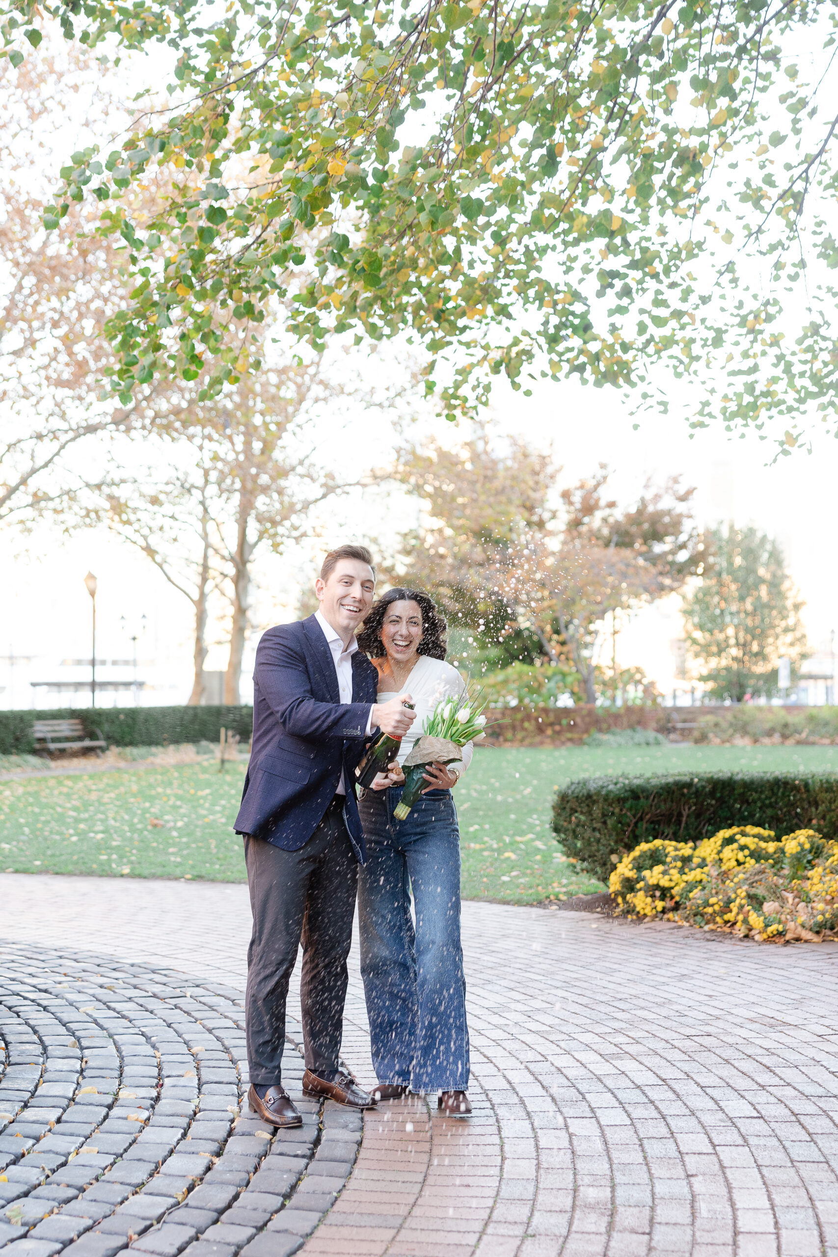 Engagement session with champaign cheer