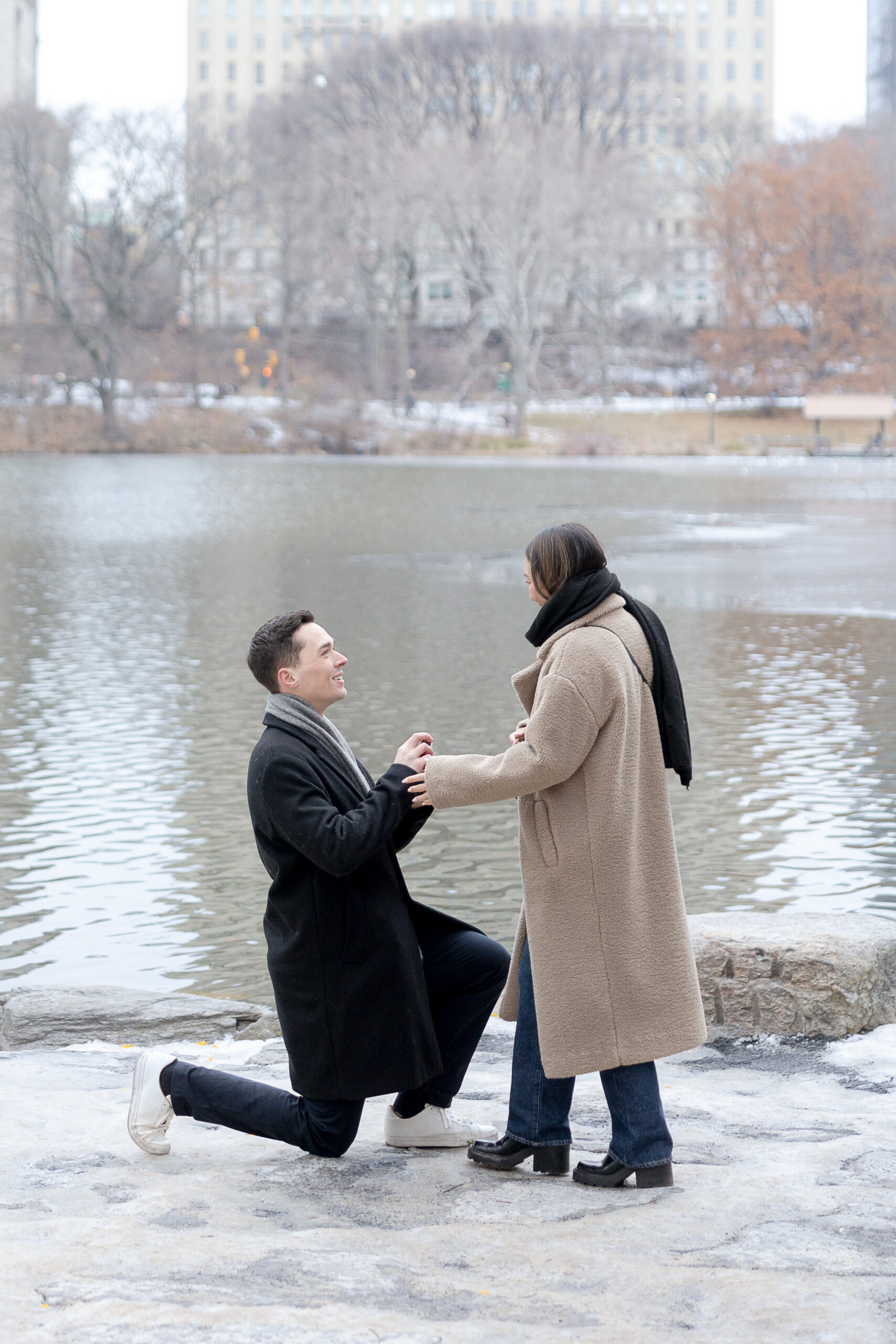 Manhattan Proposal at Central Park with him on his knees
