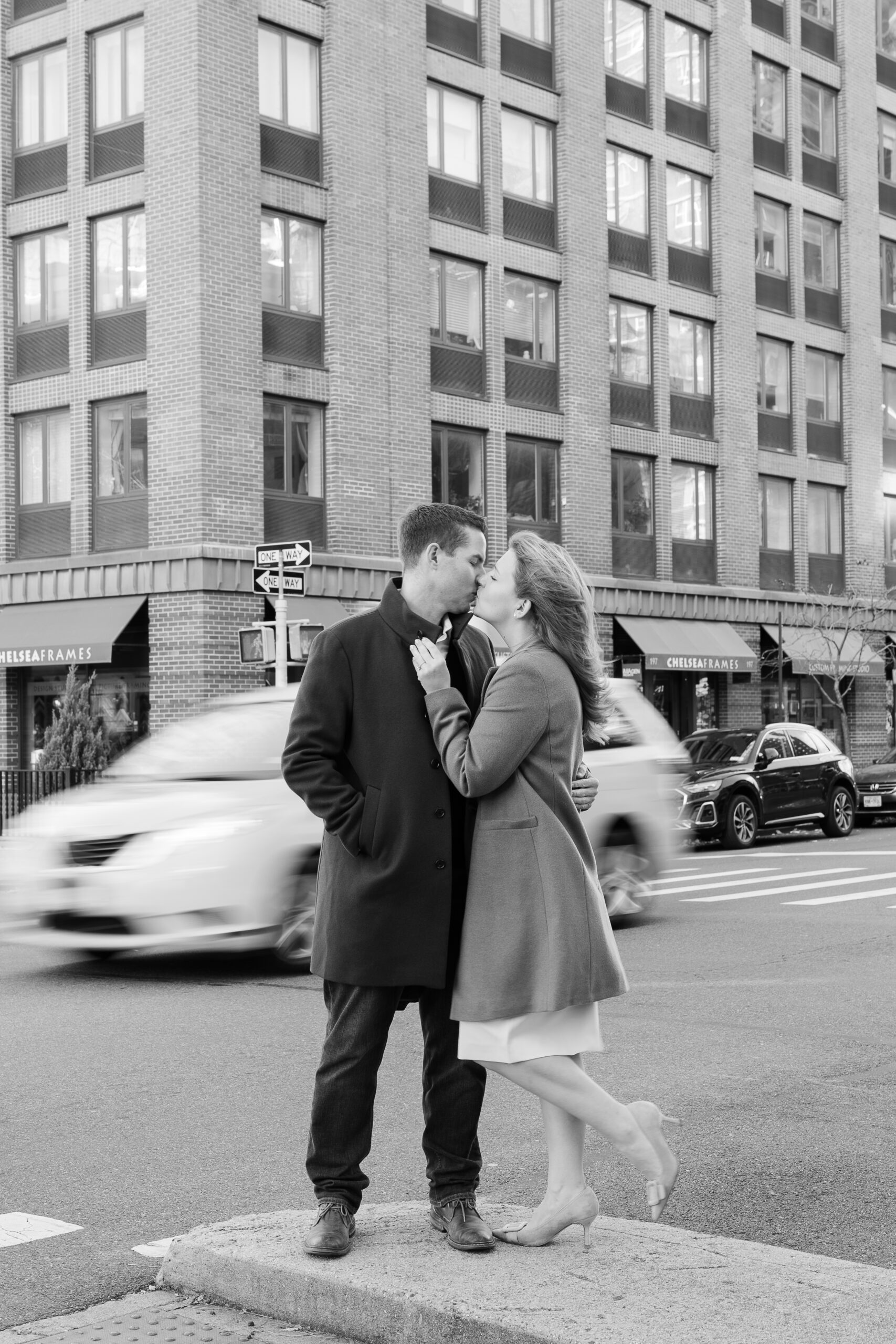 Black and white photo of Fall Engagement Session