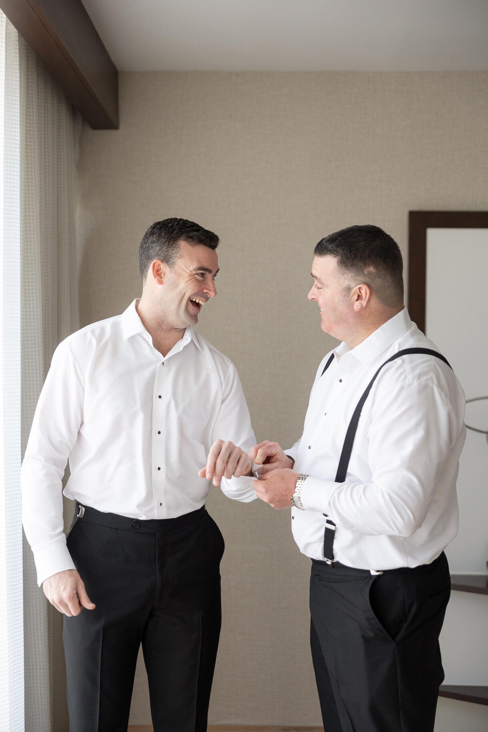 Groom and groomsmen getting ready at the J House