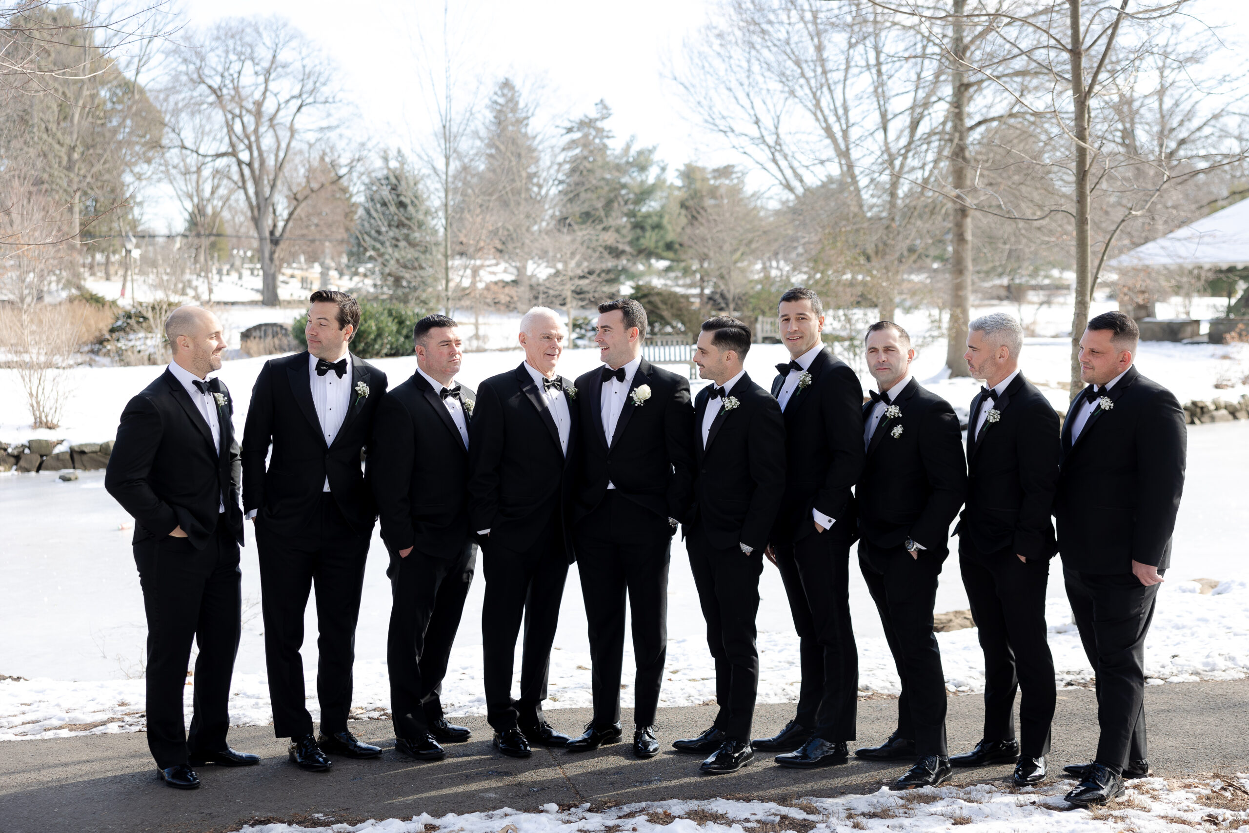 Groom and groomsmen at Binney Park, CT