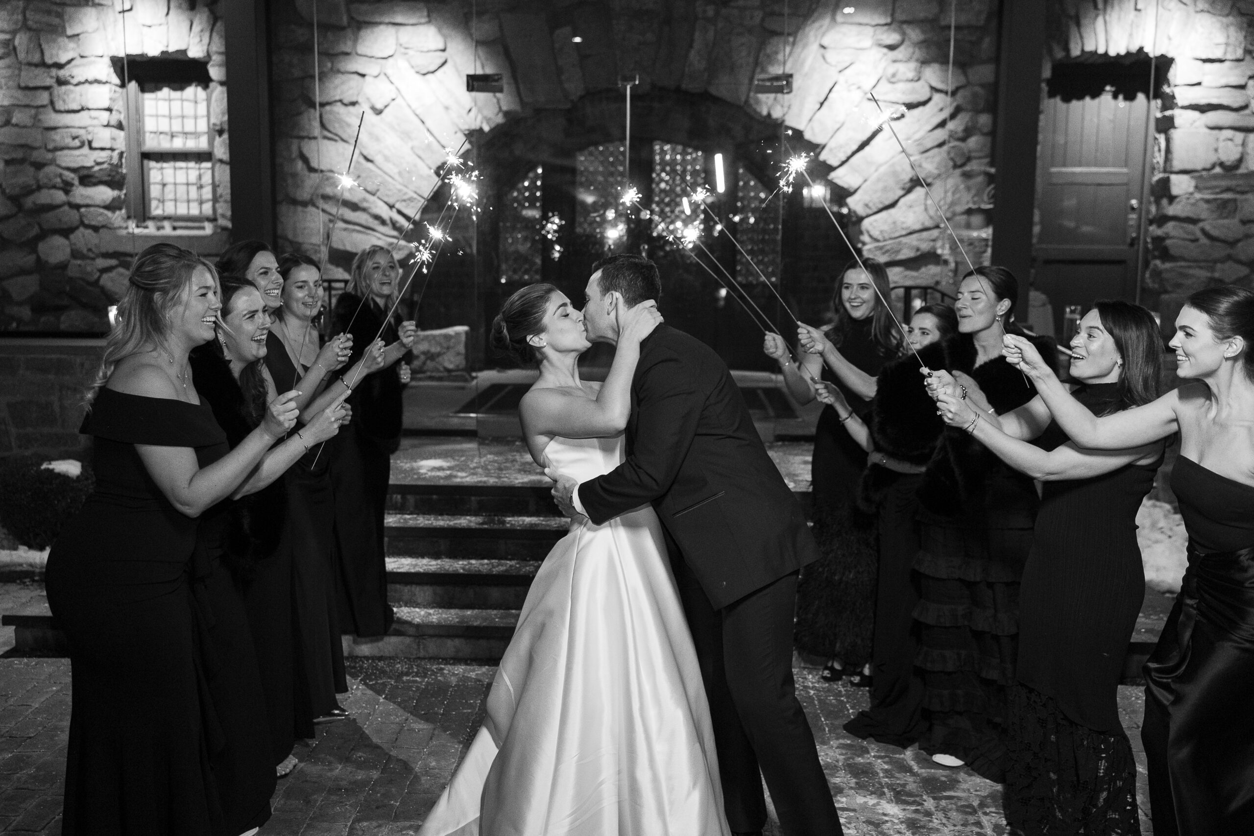 Black and white Le Chateau sparklers exit