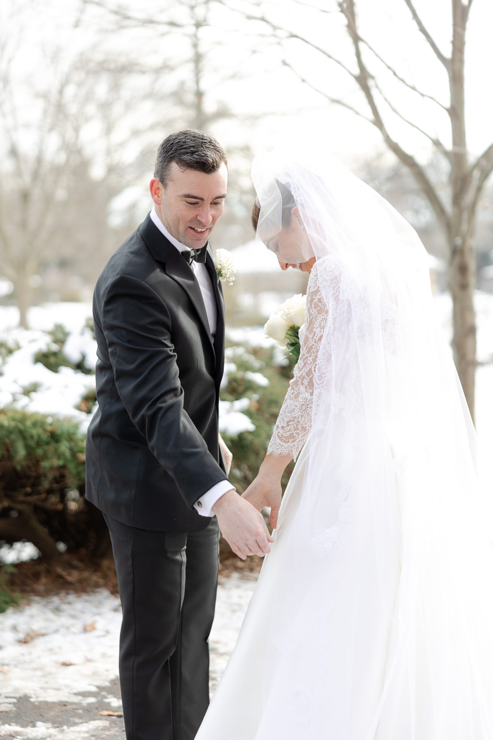 NY wedding groom in first look