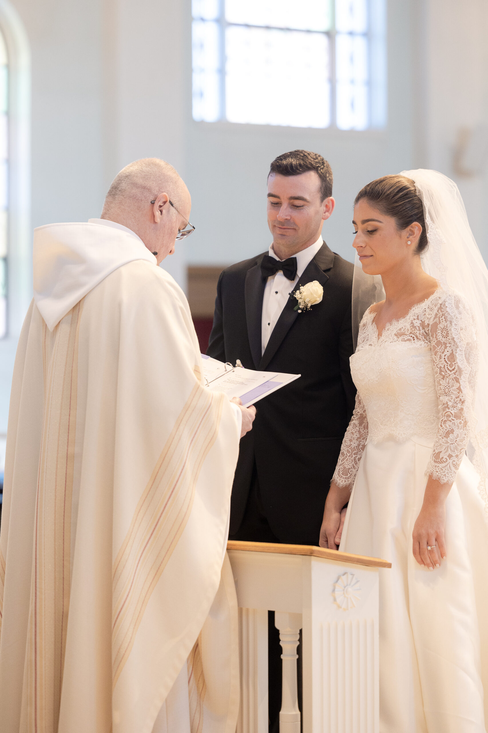 Bride and groom at church