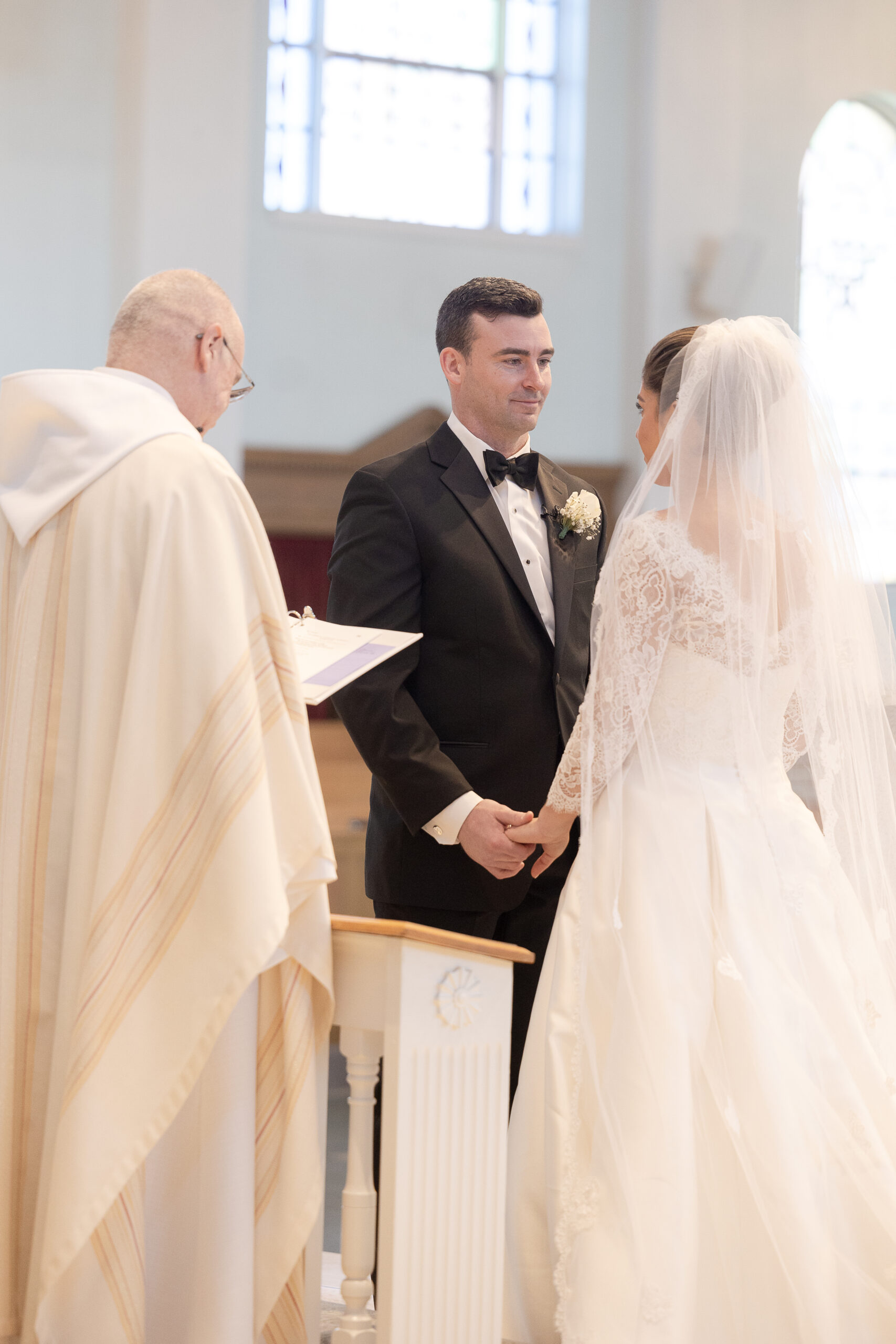 Bride and groom at church