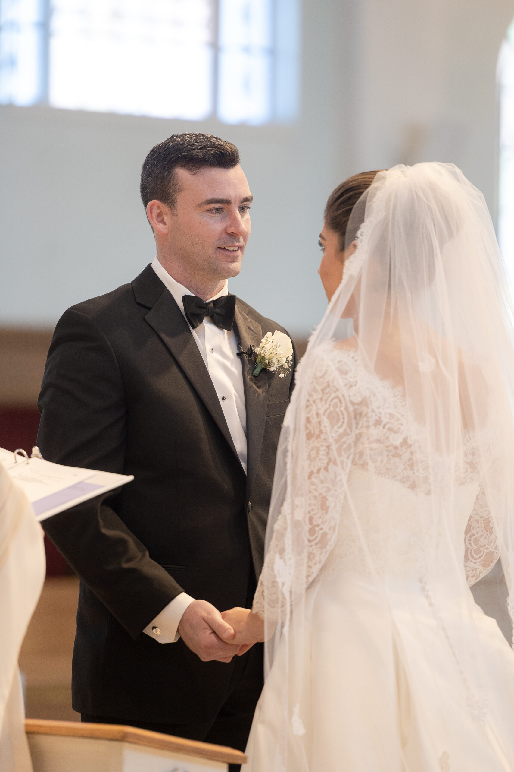 Bride and groom at Connecticut church