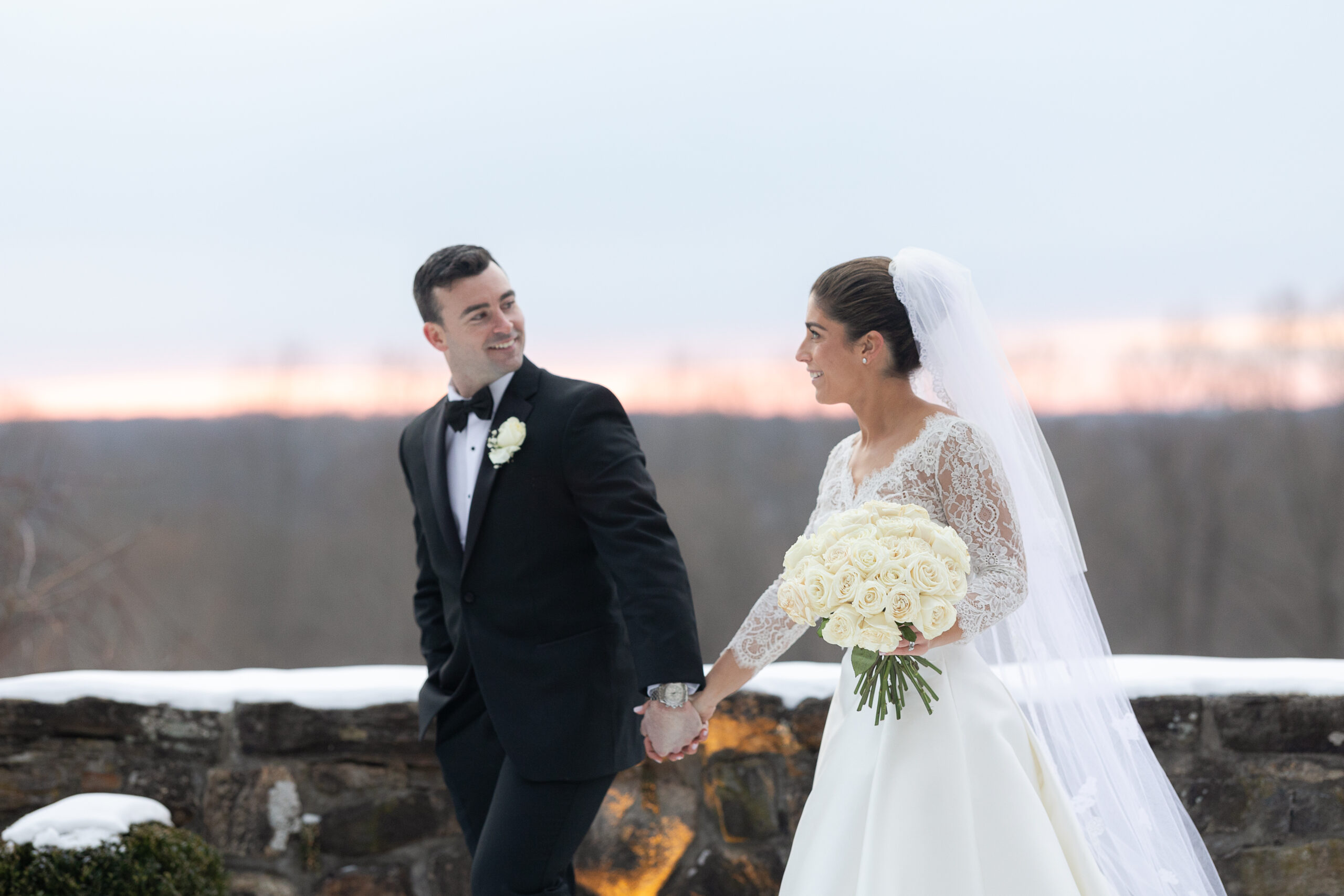 Winter wedding portraits at Le Chateau