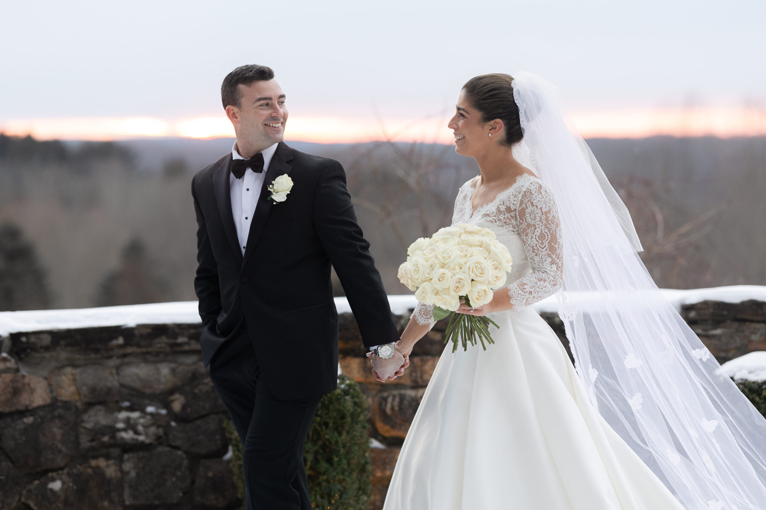 Winter wedding portraits at Le Chateau
