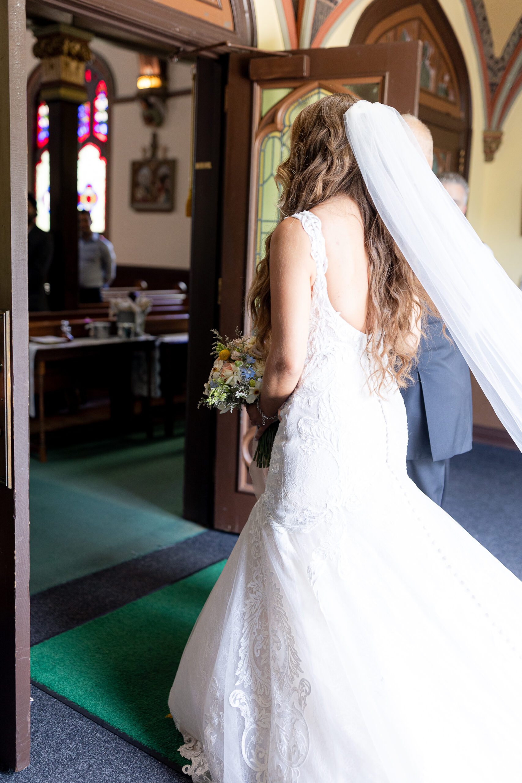 NJ Bride walking down the aisle