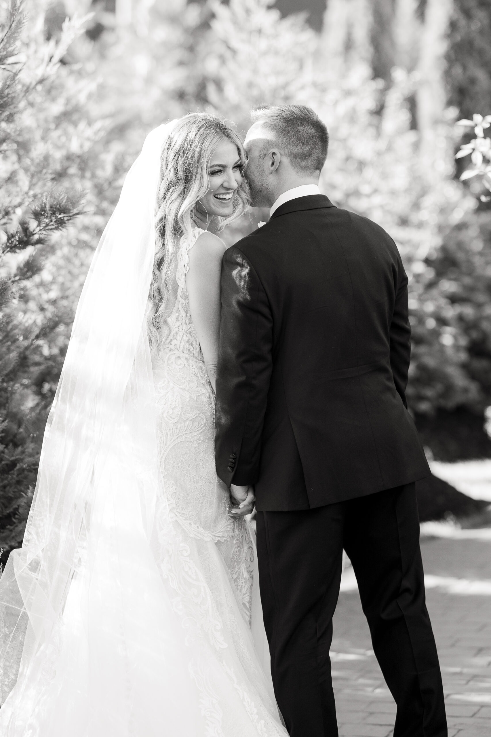 Black and White Park Loft Bride and Groom Portraits