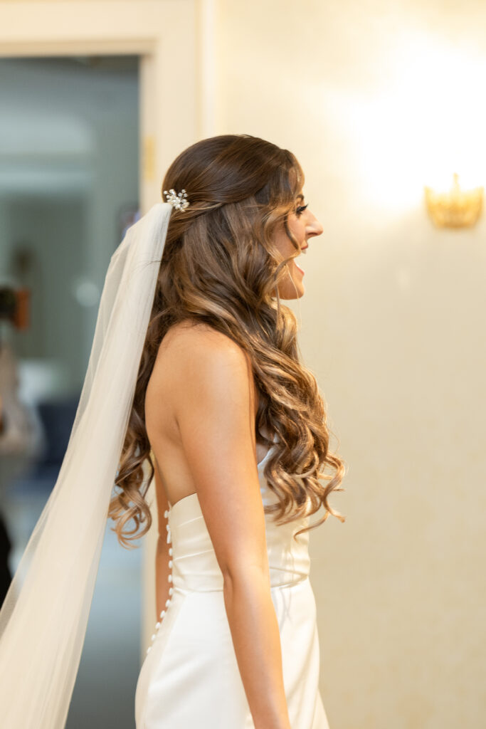 Bride and bridesmaid first look