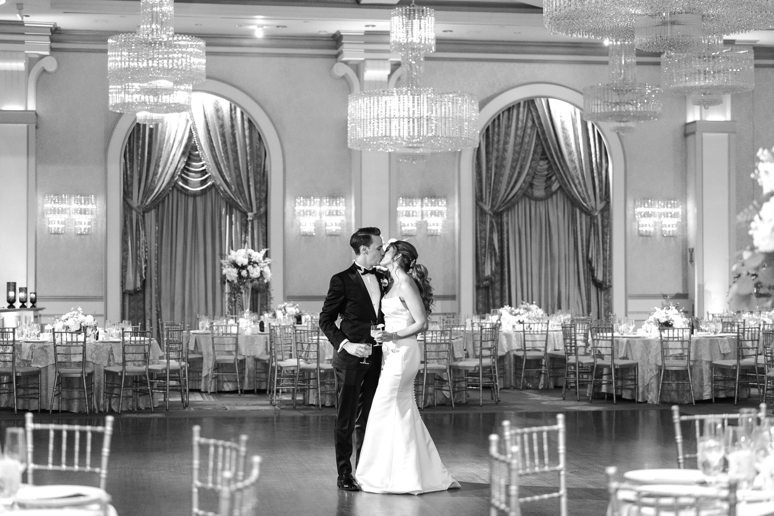 Bride and groom at the Grove's Reception