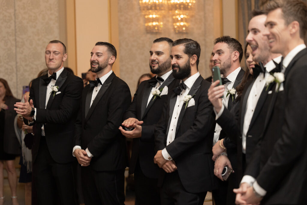Wedding party reactions at NJ wedding venue