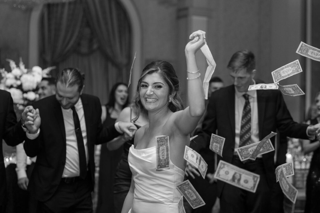 Bride and groom Greek dance at NJ wedding venue