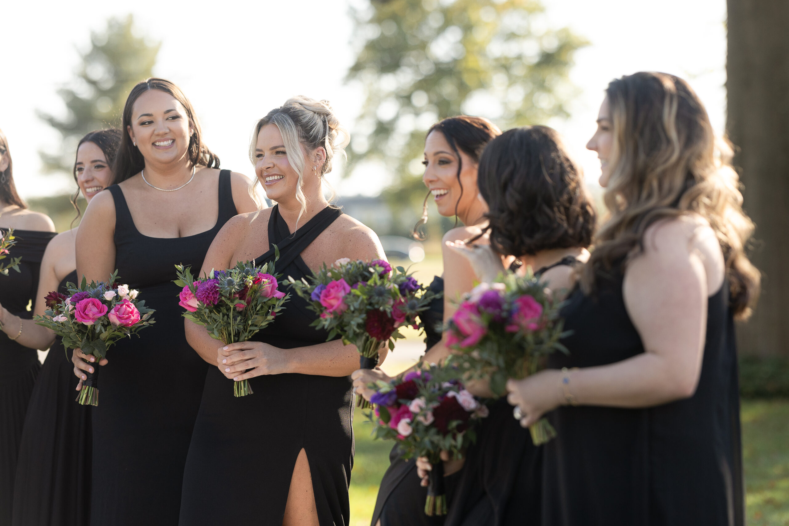 Bride and bridesmaids moments at Ryland Inn