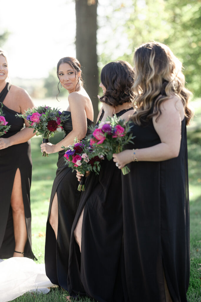 Bride and bridesmaids moments at Ryland Inn