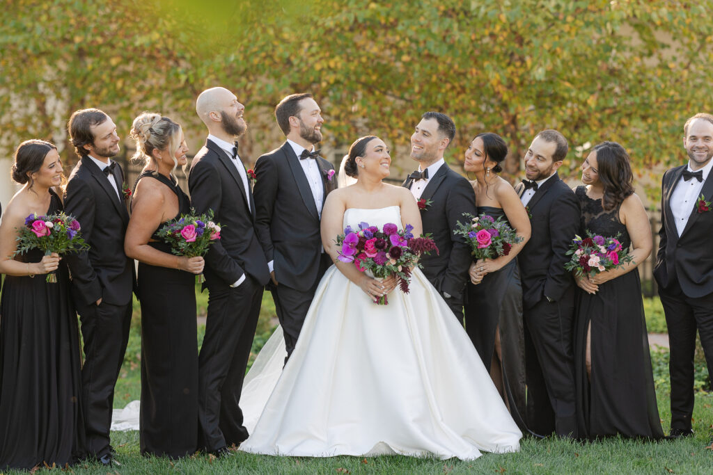 NJ bride and groom with wedding party at Ryland Inn