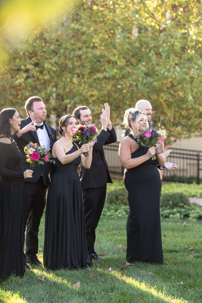 NJ bride and groom with wedding party at Ryland Inn
