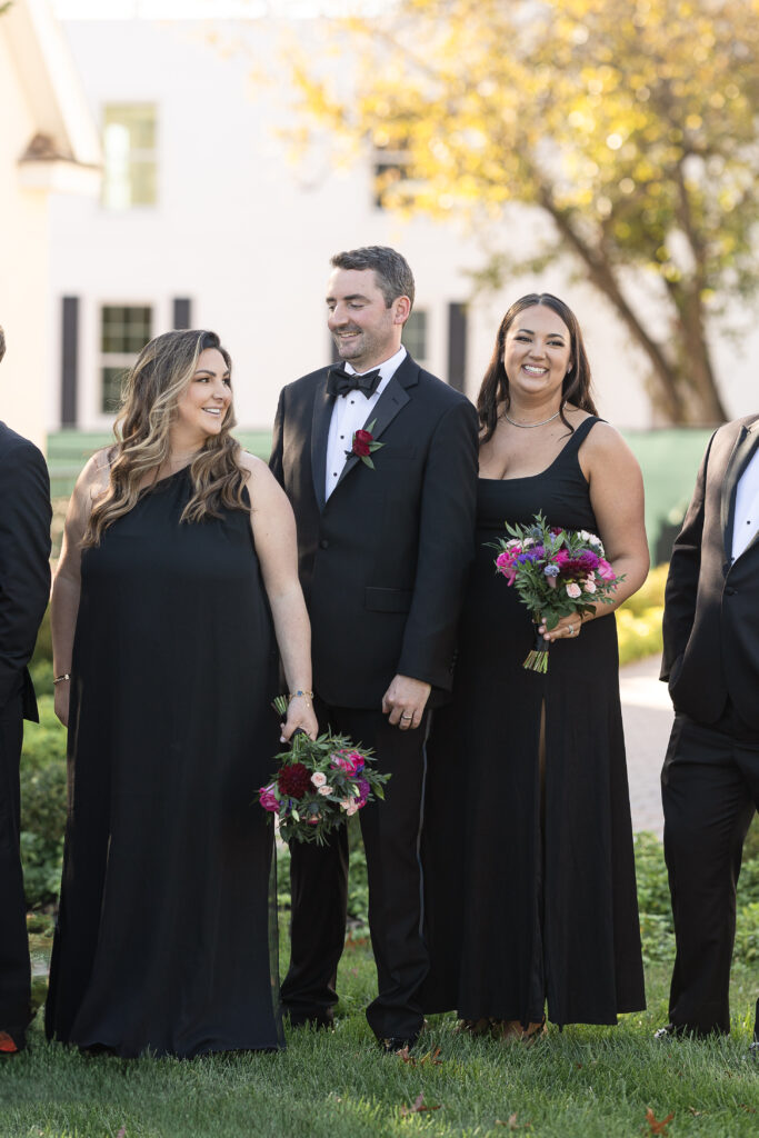 NJ bride and groom with wedding party at Ryland Inn