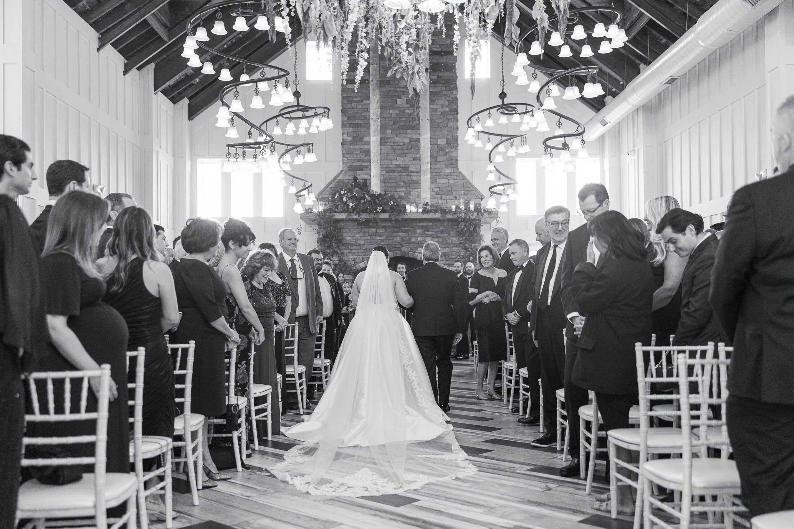 Bride walking down the aisle at NJ wedding venue