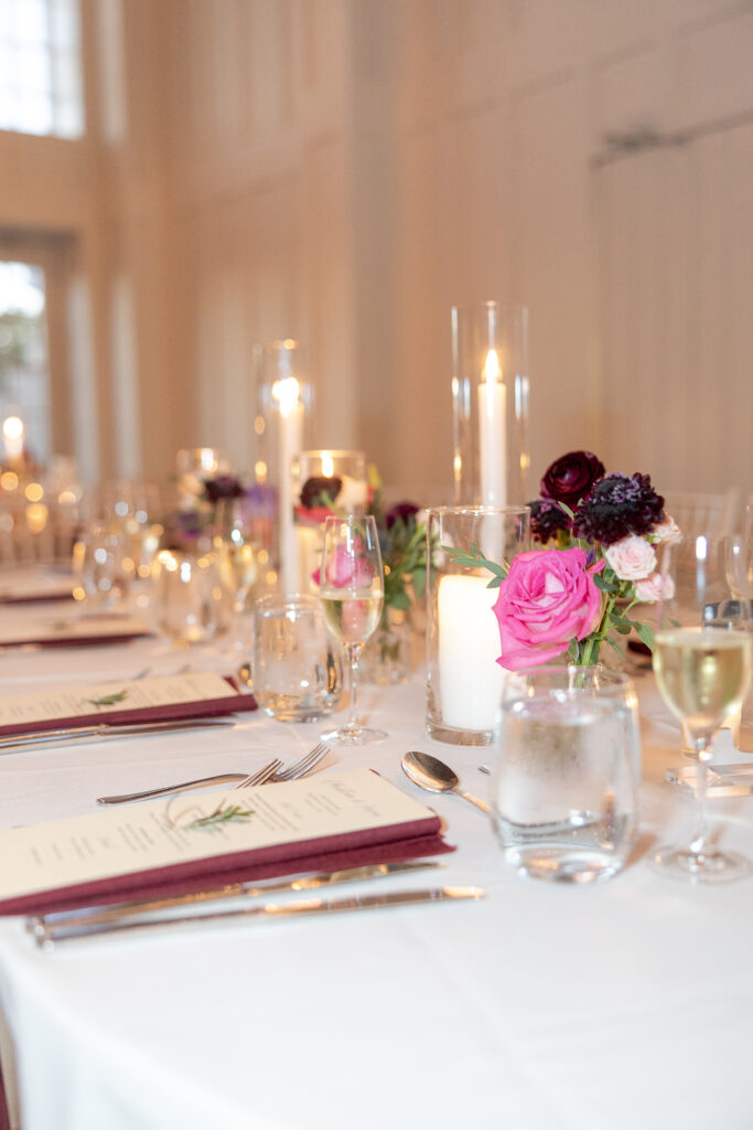 Wedding reception details at The Coach House