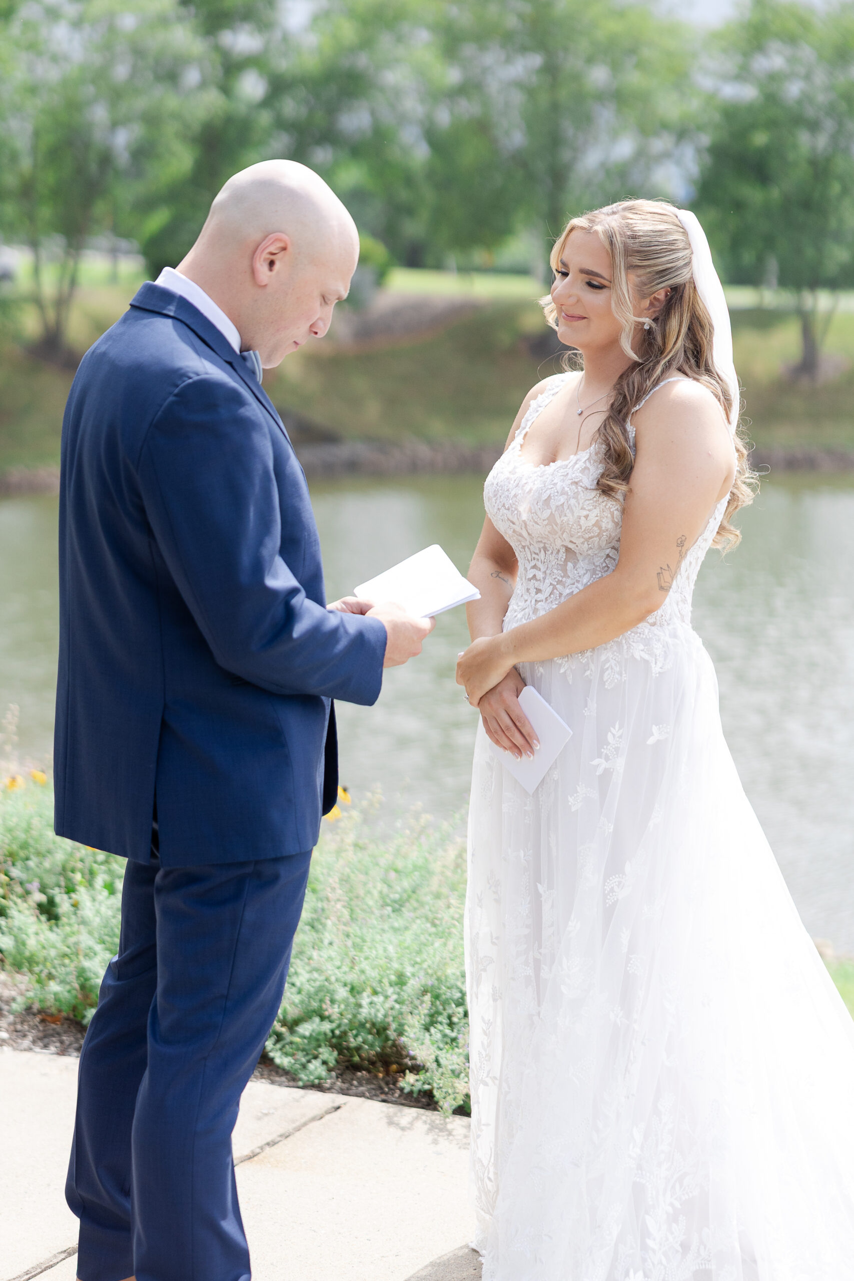 NJ Bride and Groom reading private vows to each other