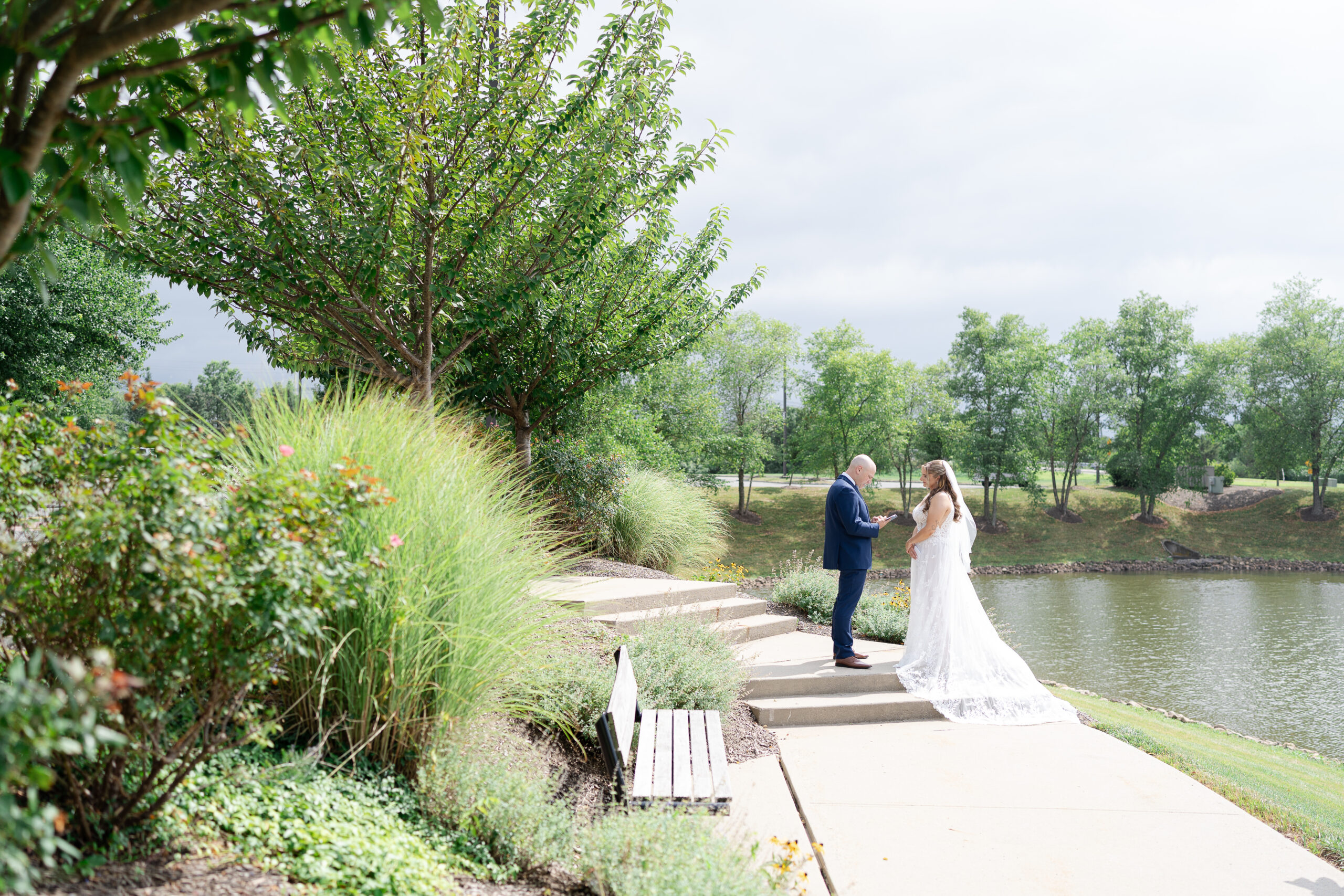 NJ Bride and Groom reading private vows to each other