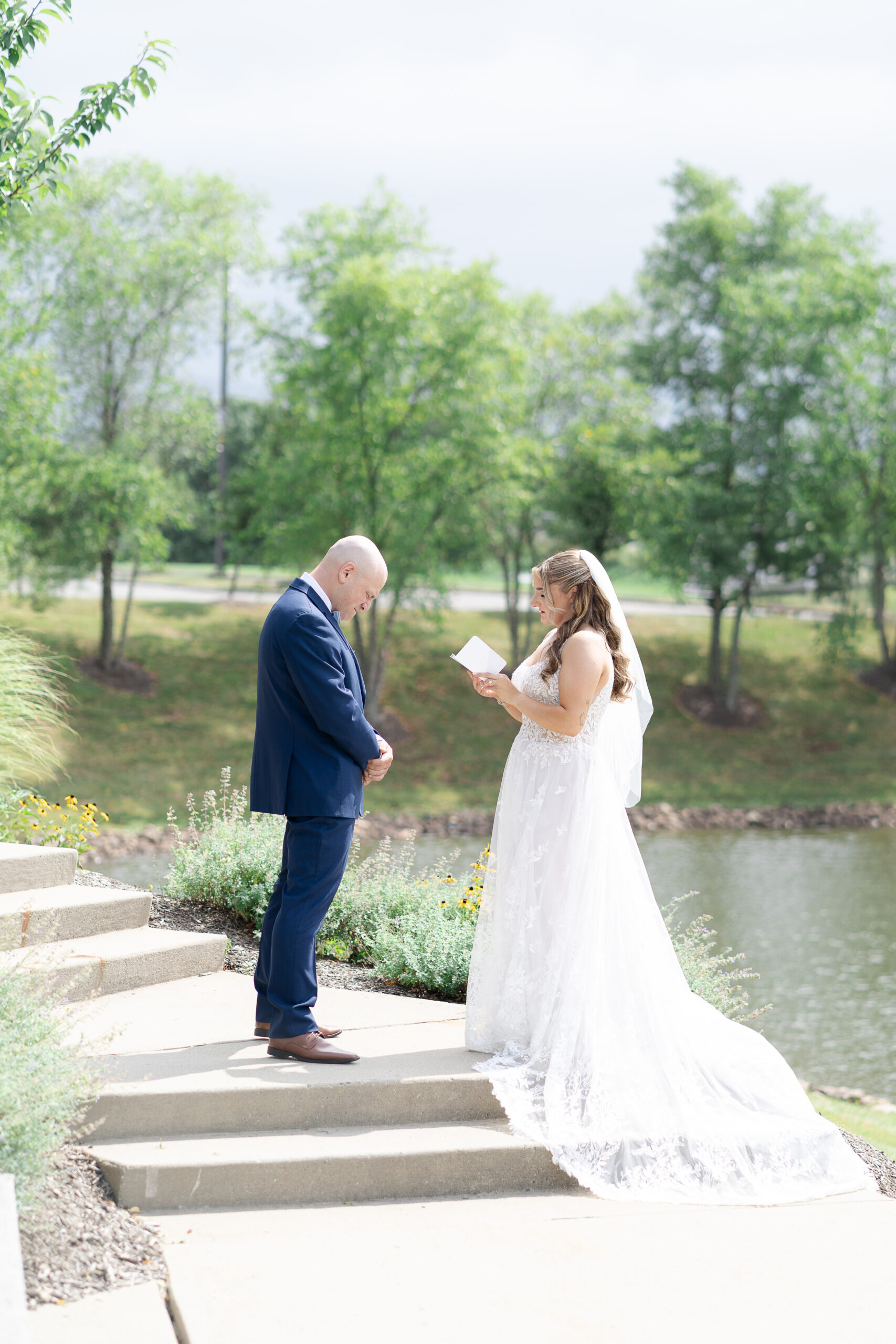 NJ Bride and Groom reading private vows to each other