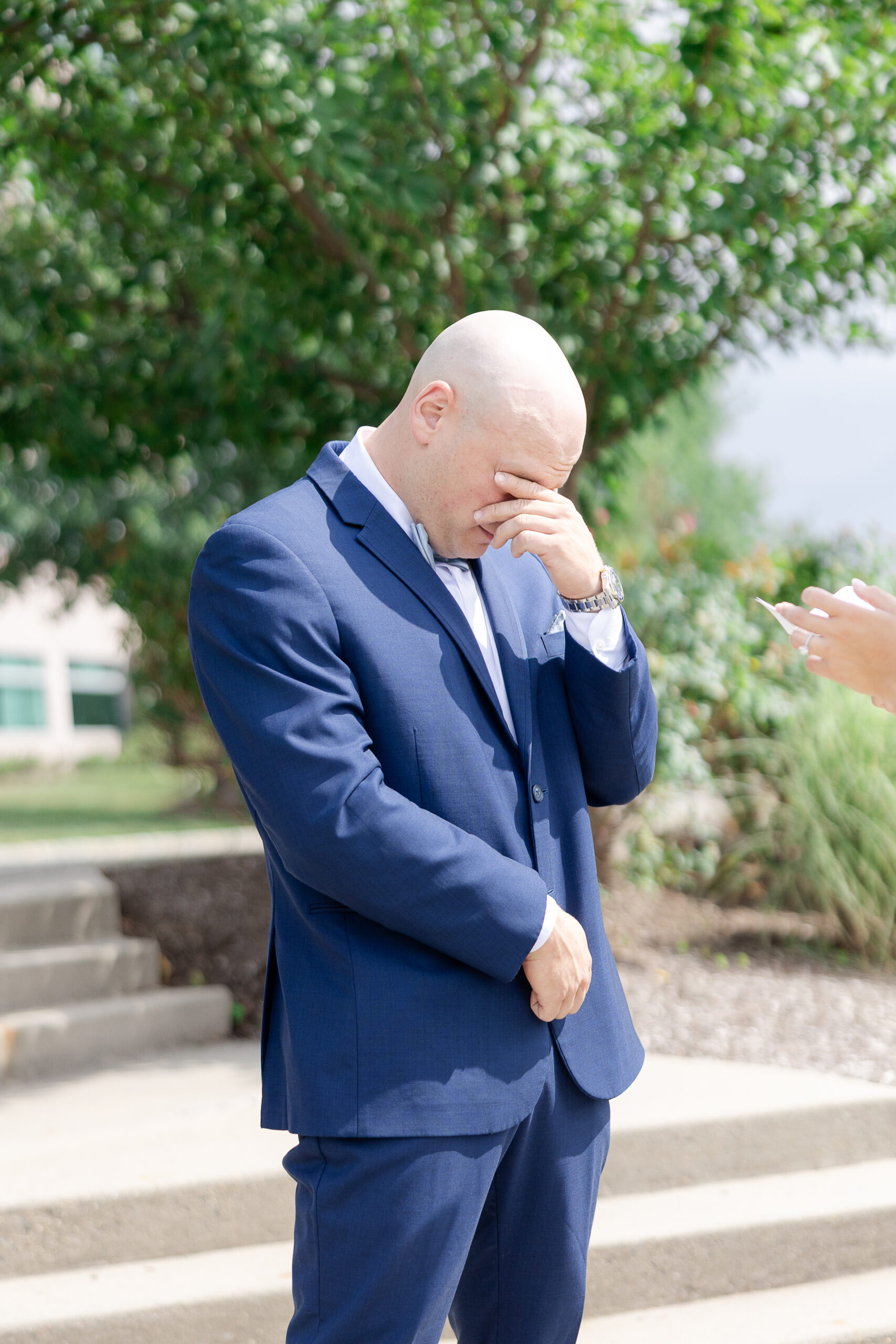 Groom crying from private vows to each other