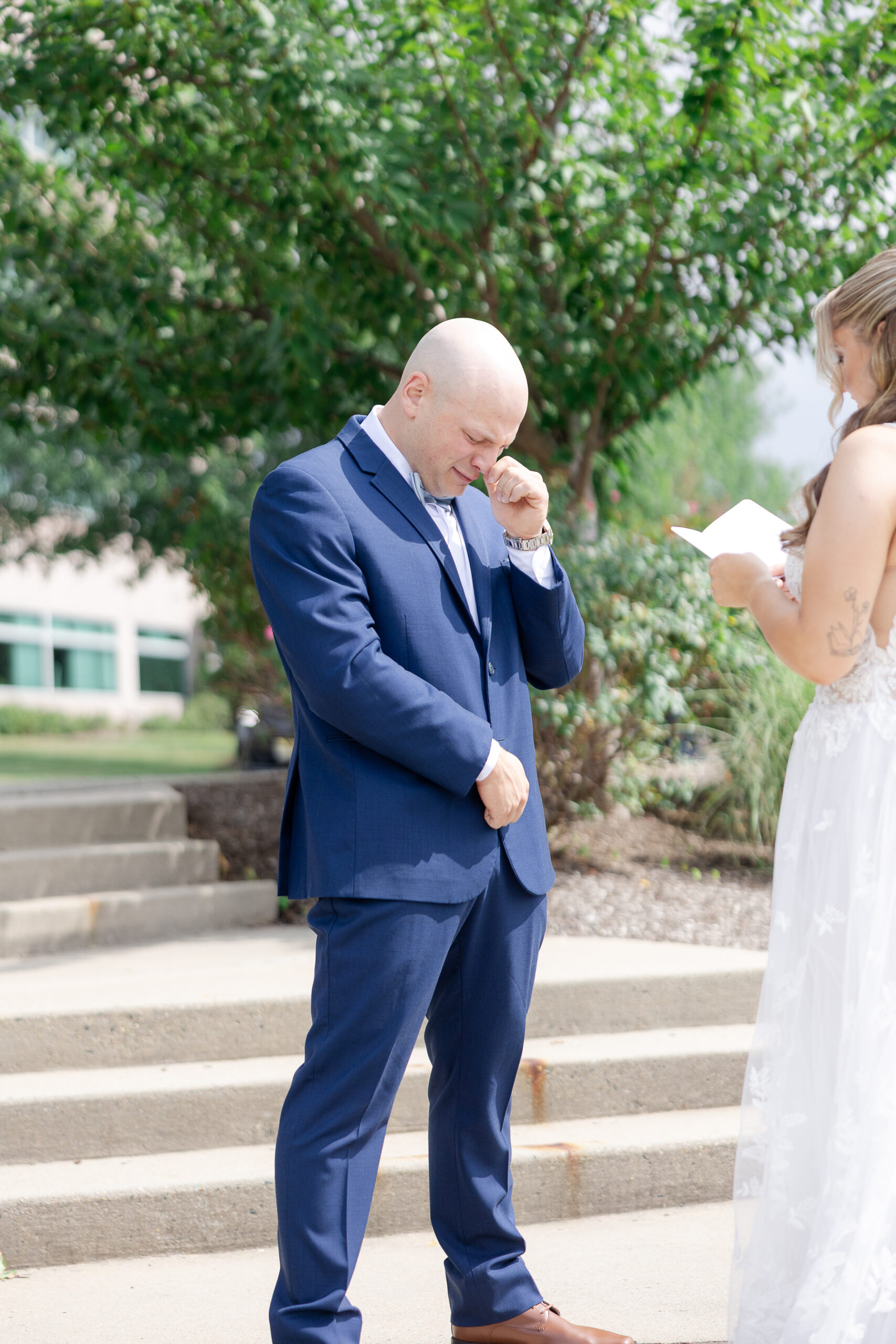 Groom crying from private vows to each other